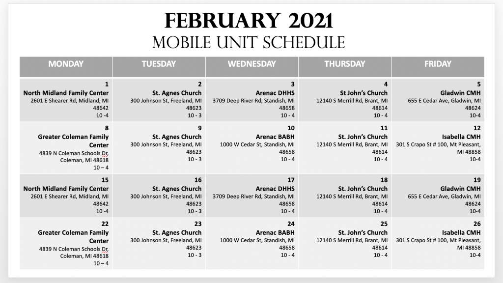 Mobile Unit Schedule Recovery Pathways, LLC
